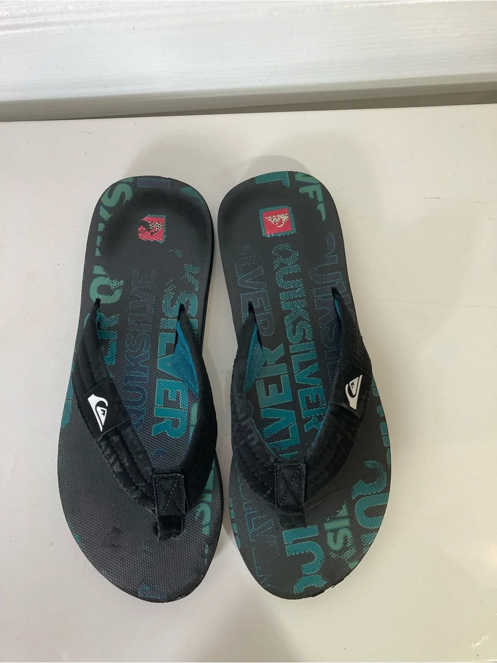 QUIKSILVER Sandals Men 10 Blue Logo Thong